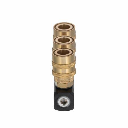 Intertool Air Splitter Manifold, 3-Way, Straight, Brass Couplers PT08-1855